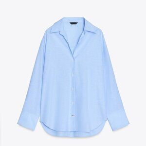 ZARA OXFORD SHIRT NWT SMALL WHITE/SKY BLUE 8741/049/058